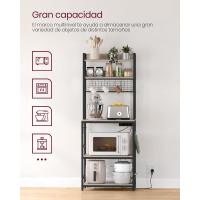 Estantería para Panadería con Toma de Corriente, Soporte de Microondas, Estantería de Cocina, Alambre de Metal, 14 Ganchos, 40 x 80 x 170 cm, Marrón Rústico y Negro - details 39