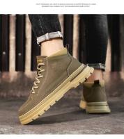 Zapatos de cuero para hombre, ropa de trabajo informal Retro británica, botines bajos de media caña, plantilla con cierre de botón, PU para invierno - details 9