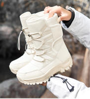 Botas de nieve impermeables para mujer, botines de piel cálida, con plataforma, color negro, a la moda, Invierno - details 17