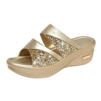 Sandalias informales con plataforma de cuña y purpurina para mujer - details 6