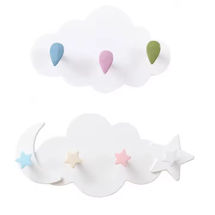 Ganchos en Forma de Nube Estrella Sin Perforación de Pared Ideal para Ropa, Sombreros, Bolsos, Almacenamiento de Cocina y Sala de Estar Decoración del Hogar - 1