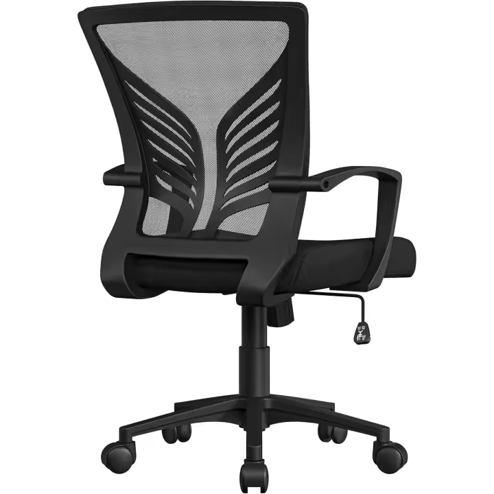 Silla de Oficina con Función de Inclinación, con Soporte Lumbar y Diseño Mariposa para Estudio, Carga Máxima 136kg, Negro - 1