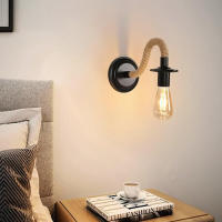 Lámpara de Pared Industrial Vintage, 2 piezas, Apliques de Pared Interior, Cuerda de Cáñamo, Aplique de Pared Retro E27 para - details 1
