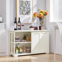 Aparador de Buffet para Sala de Estar Estilo Cerradura de Puerta Vitrina de Ancho para Muebles de Almacenamiento Blanco - details 1