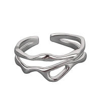 LIVVY-Anillo geométrico de doble línea hueca Irregular para mujer, Color plateado, diseño único Simple, joyería ajustable a la moda - details 14