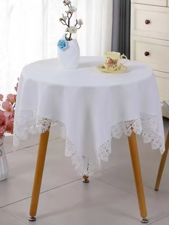 Mesa de comedor Ense blanca de lujo, tela con estampado geométrico, mantel rectangular redondo, funda bordada, decoración de boda - 1