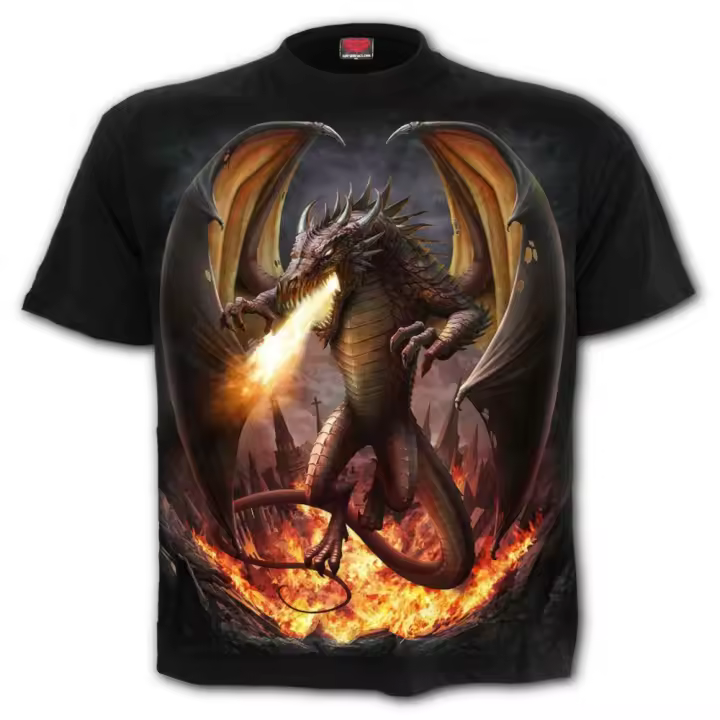 Camiseta de Moda para Hombres Espiral Directo Draco Desatado con Cuello Redondo y Manga Larga - 1
