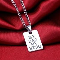 bautizo,Collar de cadena con colgante de letra "mi padre mi héroe", accesorios de moda, placa de color plateado, collar de amor familiar, regalo para hombre,día del padre,1 unidad - details 1