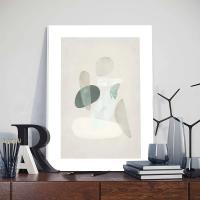 Cuadro Abstracto en Línea Gris Verde para Arte de Pared Minimalista Pintura Nórdica con Marco Poster Decoración Moderna para Sala de Estar Marca DHROOM Material Lienzo - details 3
