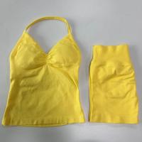 Conjunto de gimnasio de impacto para mujer, camisetas sin mangas con espalda descubierta, pantalones cortos sin costuras de cintura alta, traje de gimnasio, ropa deportiva, conjuntos de entrenamiento, 2 uds. - details 0