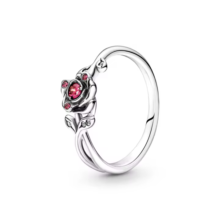 Anillo de Plata con Zirconia Roja Diseño de Corazón, Estrellas, Luna, Flores Joyería de Boda Moda - 1