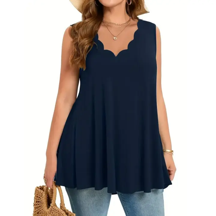 Camiseta sin mangas de color sólido, camiseta informal sin mangas para verano, ropa de mujer para uso diario - 1