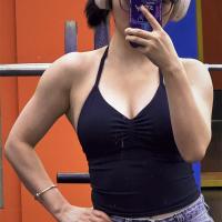 DFYNE-Top de tiras palangre de impacto para mujer, sujetador ajustado con espalda descubierta para yoga y gimnasio, ropa de entrenamiento elástica, top de gimnasio, sujetadores deportivos con cuello halter - details 32