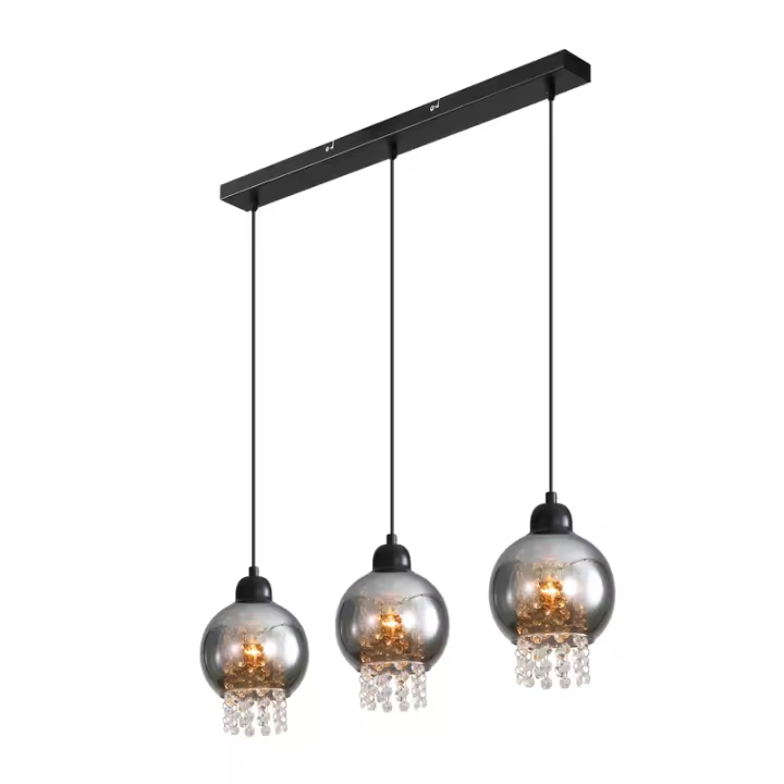 CBJKTX Lámpara colgante de mesa de comedor de cristal negro E27 Lámpara colgante moderna para sala de estar - 1