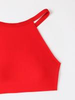 Bañador estampado de cintura alta para mujer, Bikini de cuello alto con cordón, ropa de baño femenina, ropa de playa 2024 - details 21