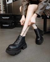 Zapatos de mujer de suela gruesa informales con logo Dropshipping, botines de cuero con aumento de altura - details 7