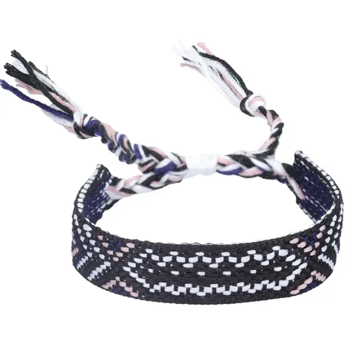 Pulsera de la Amistad tejida para hombre y mujer, brazalete de cuerda trenzada hecha a mano con borlas ajustables, 2 piezas - 1