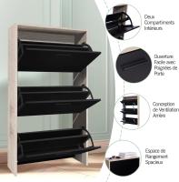 Mueble zapatero de 12 pares - Estantería de gran capacidad para vestíbulo o pasillo - (ancho) 60 x (profundidad) 24 x (alto) 80 cm - Madera clara blanca - details 107