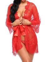Ropa de dormir erótica transparente con cuello en V, lencería para mujer, Babydoll, disfraz de Tanga, bata tipo kimono, ropa de dormir de encaje, vestido Sexy - details 18