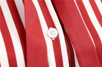 Polka dot print women summer short sleeve striped bow elegant vintage 50s party dress - details 16