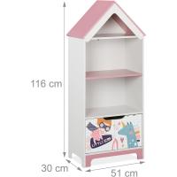 Estantería Infantil de Diseño de Superhéroe 4 Estantes, Armario de Juguetes para Niña con Puertas, 116 x 51 x 30 cm, Rosa, Tablero de Fibras - details 2