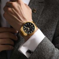 Reloj de cuarzo de negocios de moda simple de acero inoxidable negro dorado Sier de lujo premium CURREN 8434 para hombre - details 18