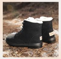 Botas de nieve cálidas antideslizantes para mujer, botines impermeables al aire libre, zapatos de senderismo de piel, zapatillas de felpa con cordones, Invierno - details 13