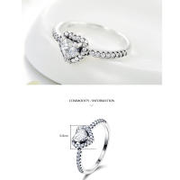 Anillo de Plata de Ley 925, anillo de corazón elevado para mujer, circonita cúbica CZ, estrella, Luna, flor, joyería de boda, anillos, regalos - details 2