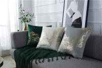 Fundas de Almohada de Terciopelo Dorado con Patrón de Geometría Diseño de Hoja de Ginkgo y Tijeras de Zebra Decoración Moderna para el Hogar - details 9