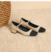 Zapatos de tacón grueso con boca baja y punta cuadrada Xiaoxiangfeng - details 23