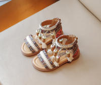Zapatos informales bohemios para niñas, Sandalias planas con cremallera trasera, con borlas, transpirables, de verano - details 6