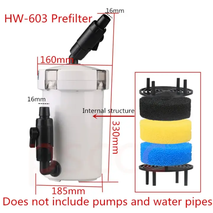 Contenedor de cubo de filtro de acuario externo ultrasilencioso, caja de filtro + bomba de agua, HW602B, HW603B - 1