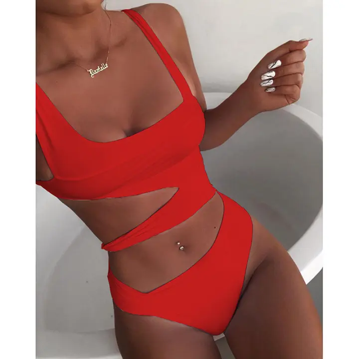 Conjunto de Bikini de Una Pieza Traje de Baño de Moda 2025 Estilo de Parche de Blanco y Negro - 1