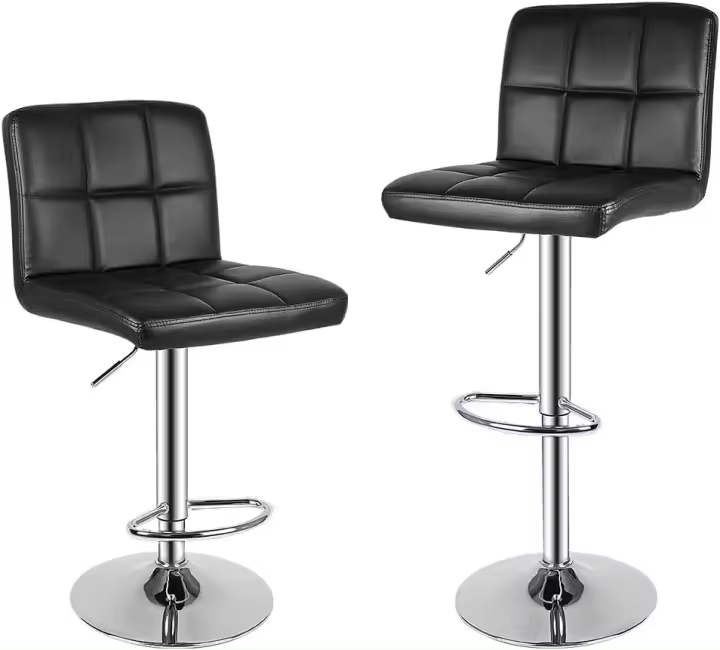 Taburete de Bar de Juguete de Juego de 2 Altos Taburetes de Cocina de Cuero Sintético - 1