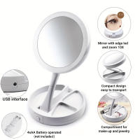 Espejo Cosmético LED Portátil de Sobremesa con Luces, Espejo Plegable Vertical de Doble Cara - details 0