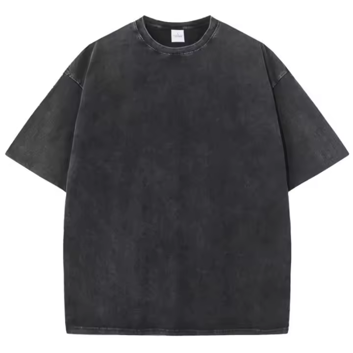 Camiseta de hombre de algodón lavado, cuello redondo, manga corta, casual, básica, transpirable, clásica, deportiva, 100% - 1