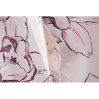 BUNO-blusa de satén para mujer, Tops con estampado Floral, cuello vuelto, camisa de una sola botonadura, camisas holgadas elegantes de manga larga a la moda - details 9