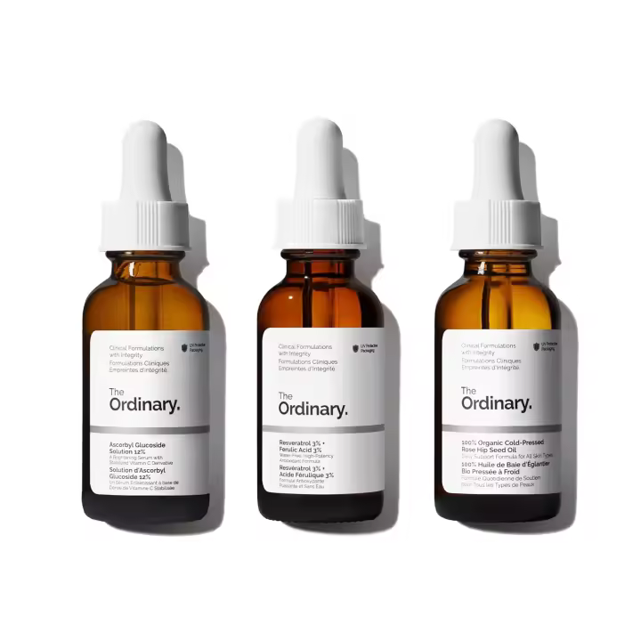 The Ordinary Antioxidant Collection Conjunto de paquete para el cuidado de la piel para apoyo de edad: solución de ascorbilglucósido al 12 %, resveratrol al 3 % + - 1