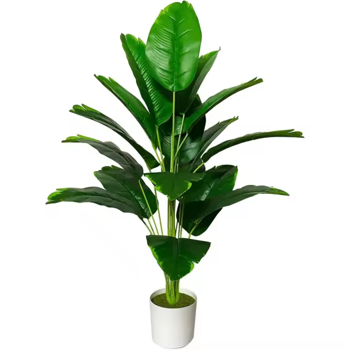 Palmera Artificial Grande Hojas Realistas de Plástico Decoración Interior y Exterior para Hogar, Oficina, Dormitorio 70cm, Roja - 1