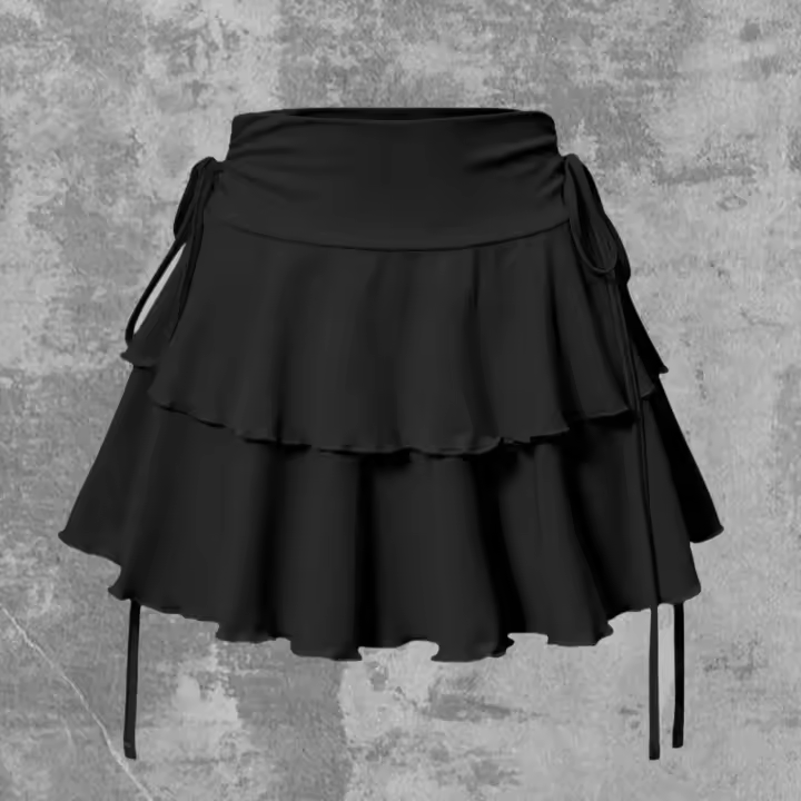 Falda de Verano Versátil de Cintura Alta Falda Corta Elástica de Color Sólido para Mujer - 1