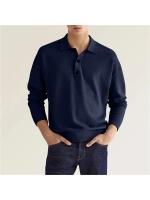 Botones de cuello en V de manga larga de otoño, polo superior casual para hombre. - details 6
