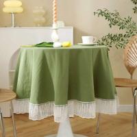 Mantel circular elegante Ence edge, tela de algodón, decoración de mesa de fiesta de cocina, anti piscina, lavable a máquina - details 2