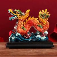 Mini escultura de Animal Feng Shui Retro chino de resina, regalo de mascota dragón de Año Nuevo 2024 - details 3