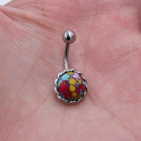 Piercing de ópalo falso Chapado en titanio para el Ombligo, joyería corporal de acero, 14G, 1 unidad - details 7