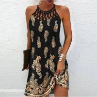 BUNO-Vestidos Retro con cuello en V y estampado Floral en 3D para mujer, vestido Vintage de manga corta acampanado elegante para fiesta, vestido bohemio holgado informal para mujer - details 7