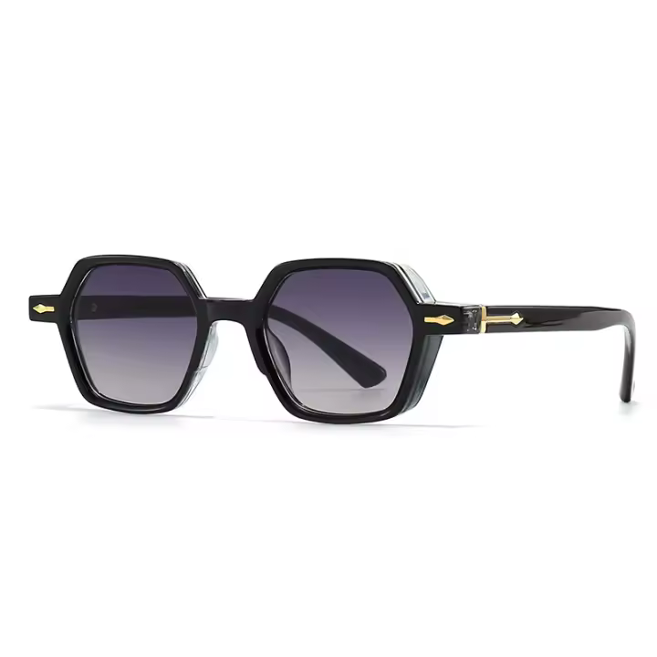 Toyear-gafas de sol hexagonales clásicas de diseñador de marca de lujo para mujeres y hombres, gafas de sol de moda Vintage Punk para damas, remache, montura pequeña - 1