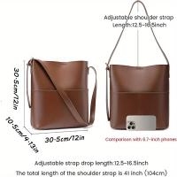 Bolso tipo cubo de gran capacidad para mujer, bolso cruzado convertible y bolso de mano con cierre a presión, bolso de viaje de trabajo espacioso en negro/blanco/, elegante bolso de hombro diario para mujer, bolso versátil, bolso elegante, asas resistente - details 3