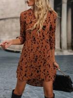 2025 Primavera/Verano nuevo ajuste delgado estampado de leopardo cuello alto de moda de manga larga para mujeres - details 0