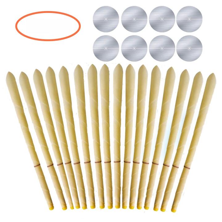 Velas de taperas para el oído de aromaterapia india 28 piezas removemiento de cera de oído con disco y esencia pura