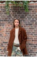 Chaqueta de Camurça Suétera Marrón Vintage Abrigo Casual para Mujer de Moda Callejera 2023 - details 16